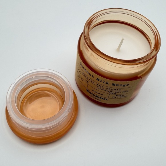 World Market‎ Apothecary Coconut Milk Mango Scented Candle Amber Jar 2.29oz - Picture 2 of 10